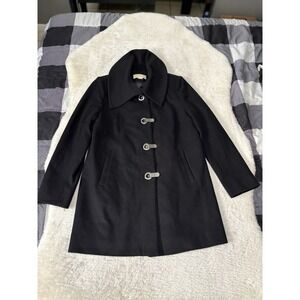 Michael Kors Womens Black Wool‎ Pea Coat Toggle Jacket Size 12 Jacket